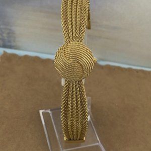 Anne Klein Peak-a-Boo Gold Braided Bracelet Flip Top Watch